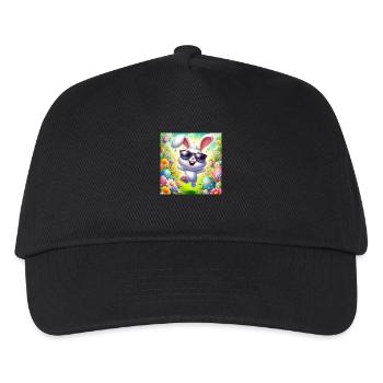 Fröhlicher Osterhase - Kinder Basecap - Schwarz - Vorne
