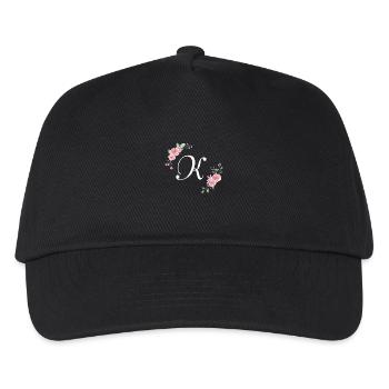 Lettre k florale rose - Casquette de baseball Enfant - noir - Devant