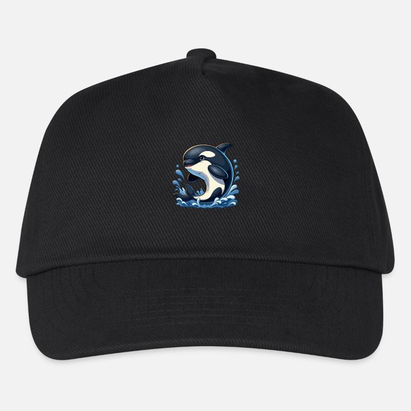 Orca springt - Kinder Basecap - Schwarz