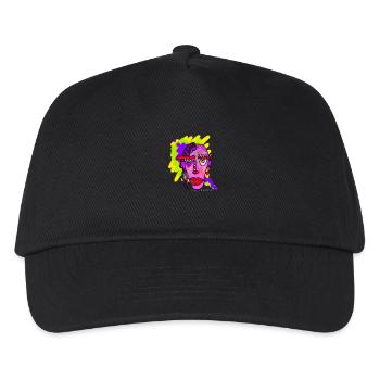 Neonfarbenes Linienporträt - Kinder Basecap - Schwarz - Vorne