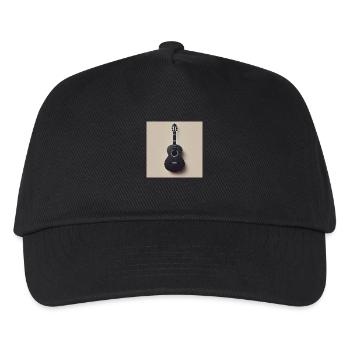 Schwarze Gitarre mit minimalistischen Design - Kinder Basecap - Schwarz - Vorne
