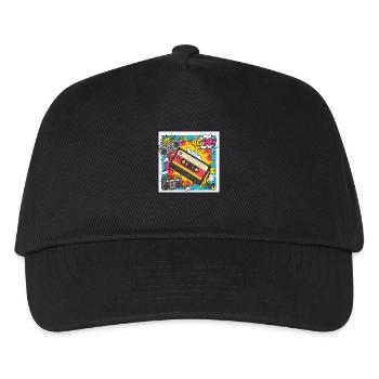 90er-Vibes: Comic-Kassette im Retro-Look - Kinder Basecap - Schwarz - Vorne