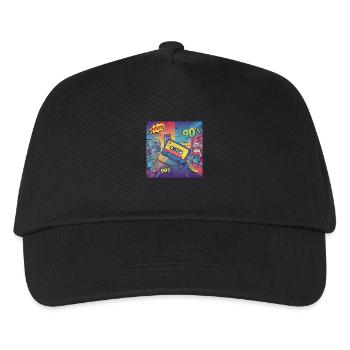 90er-Vibes: Comic-Kassette im Retro-Look - Kinder Basecap - Schwarz - Vorne