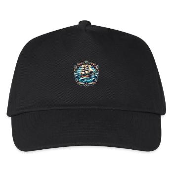 Segelschiff Logo - Kinder Basecap - Schwarz - Vorne