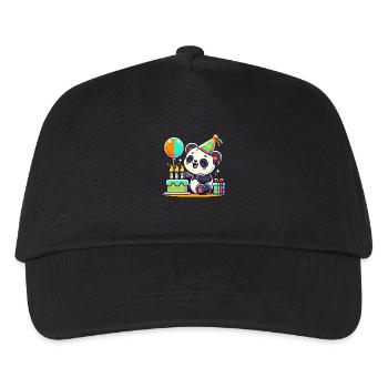 Panda Kid Celebrating Birthday - Kinder Basecap - Schwarz - Vorne