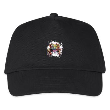 Frosch Tier Pop Art Tier - Kinder Basecap - Schwarz - Vorne