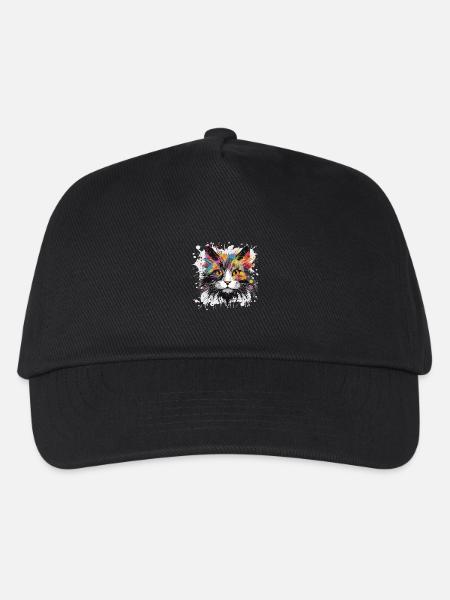 Katze Symbol Tier Pop Art Kopf - Kinder Basecap - Schwarz