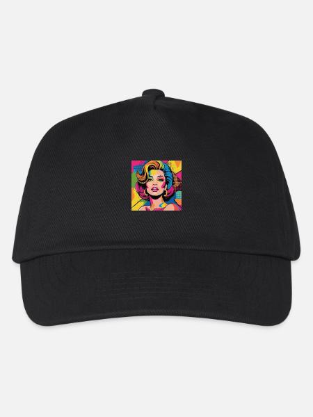 Pop-Art-Frauenavatar mit leuchtenden Farben - Kinder Basecap - Schwarz