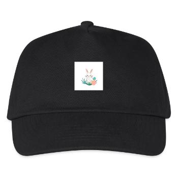 Fröhlicher Hase & Ei-Überraschung - Kinder Basecap - Schwarz - Vorne