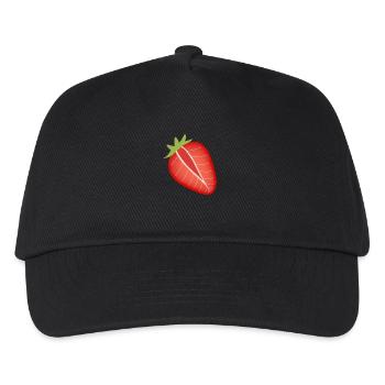 Erdbeer-Hälfte - Kinder Basecap - Schwarz - Vorne
