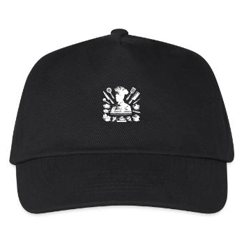Hobbykoch und Küchen Material Silhouette Portrait - Kinder Basecap - Schwarz - Vorne