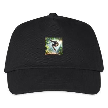 Faultier Wanderer Skateboarder - Kinder Basecap - Schwarz - Vorne