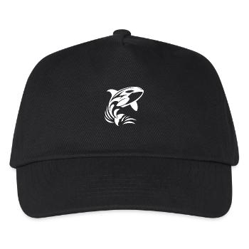 Orca jumping out of the water in tattoo style - Kids’ Baseball Cap - black - Front