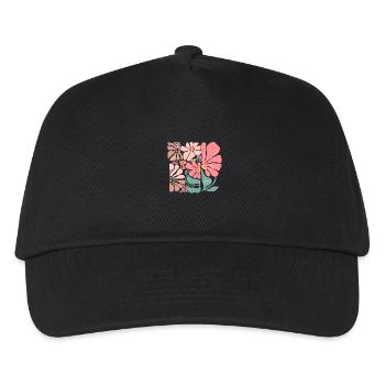 Groovy Retro Pink Flowers - Kids’ Baseball Cap - black - Front