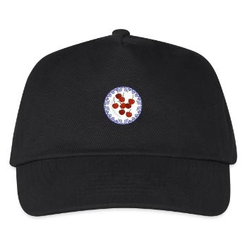 cherries on vintage plate - Kids’ Baseball Cap - black - Front