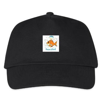 Poisson d'Avril - Orangefarbener Cartoon-Fisch - Kinder Basecap - Schwarz - Vorne