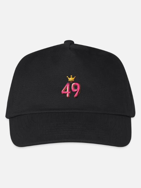 49 Zahl Trikot Krone - Kinder Basecap - Schwarz