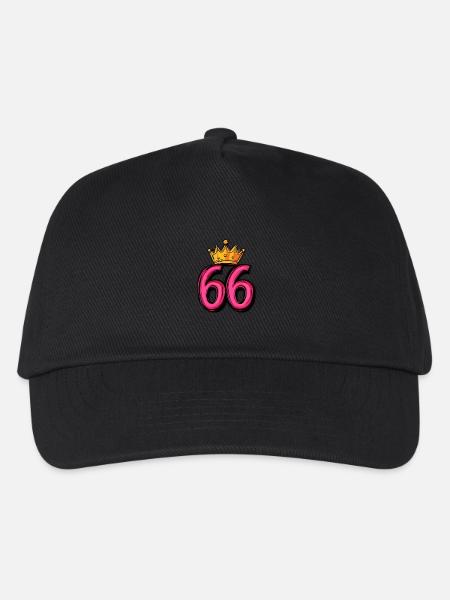 66 Zahl Trikot Krone - Kinder Basecap - Schwarz