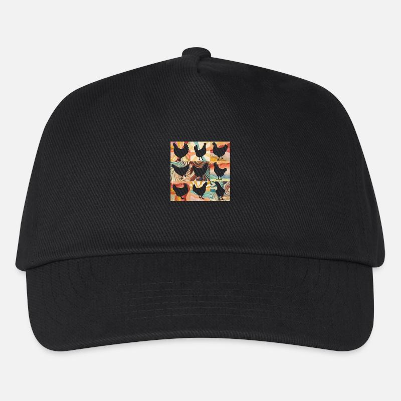 Blumen Retro Huhn - Kinder Basecap - Schwarz