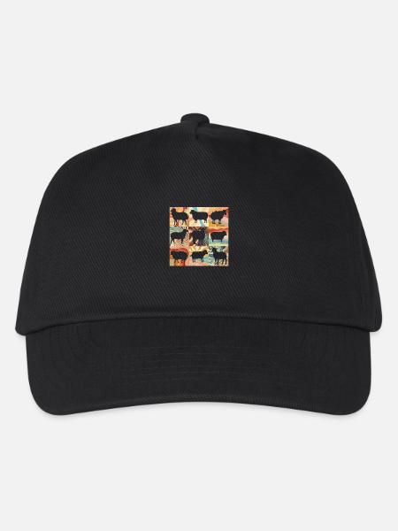 Retro Blumen Schaf - Kinder Basecap - Schwarz