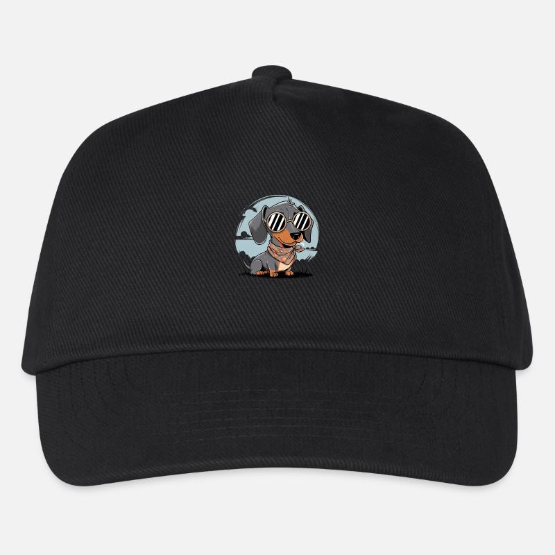 Cooler Dackel Hund - Kinder Basecap - Schwarz
