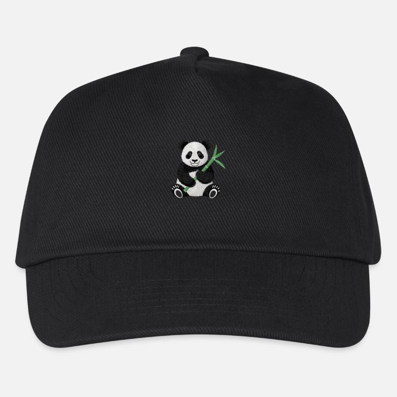 Bestickter Panda - Kinder Basecap - Schwarz
