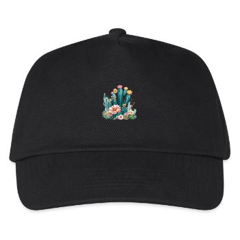 Kaktus Pflanze Floral Kakteen Tropisch - Kinder Basecap - Schwarz - Vorne
