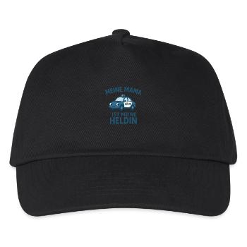 Logo Polizei Kinder "Meine Mama ist meine Heldin" - Kinder Basecap - Schwarz - Vorne