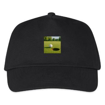 Golf -Golfball auf Grün - Kinder Basecap - Schwarz - Vorne