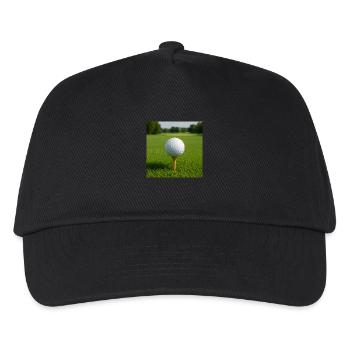 Sport - Golf, Golfball auf dem Abschlag - Kinder Basecap - Schwarz - Vorne