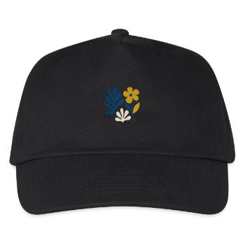 Composition florale – Bleu & Moutarde - Casquette de baseball Enfant - noir - Devant