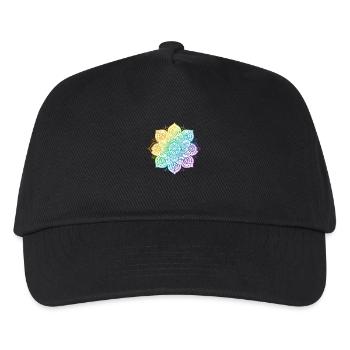 A T shirt design displays a mandala in vivid ra - Kids’ Baseball Cap - black - Front