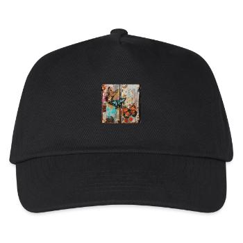 Graffiti Schmetterlinge Rost Metall urban Streetar - Kinder Basecap - Schwarz - Vorne