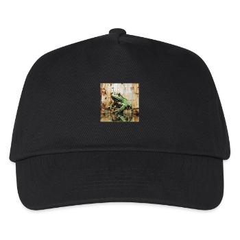 Graffiti Laubfrosch Rost Metall urban Streetart - Kinder Basecap - Schwarz - Vorne