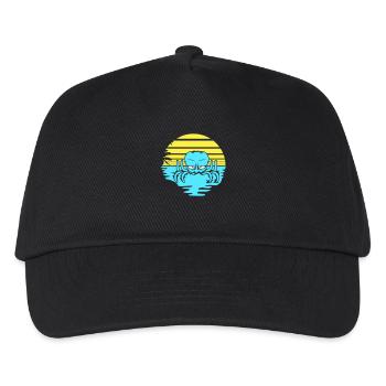 Oktopus Meer Sonnenuntergang Strand Urlaub Linien - Kinder Basecap - Schwarz - Vorne