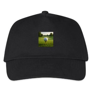 Sport - Golf, Golfball auf dem Abschlag - Kinder Basecap - Schwarz - Vorne