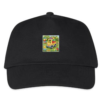 Bunter Spielzeug-Lkw im Garten - Kinder Basecap - Schwarz - Vorne