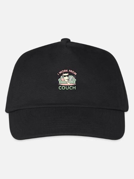 Ich arbeite von der Couch aus – Lazy Cat Remote Worker Design - Kinder Basecap - Schwarz