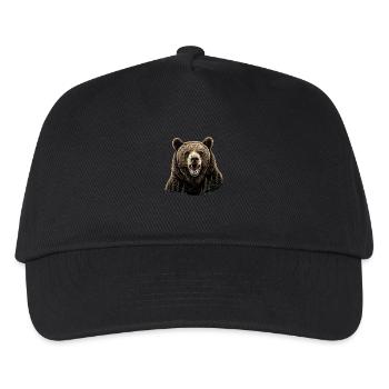 Brüllender Bär mit Waldtextur im Fell. - Kinder Basecap - Schwarz - Vorne