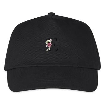 Dein Buchstabe E auf Personalisierte Kleidung - Kinder Basecap - Schwarz - Vorne
