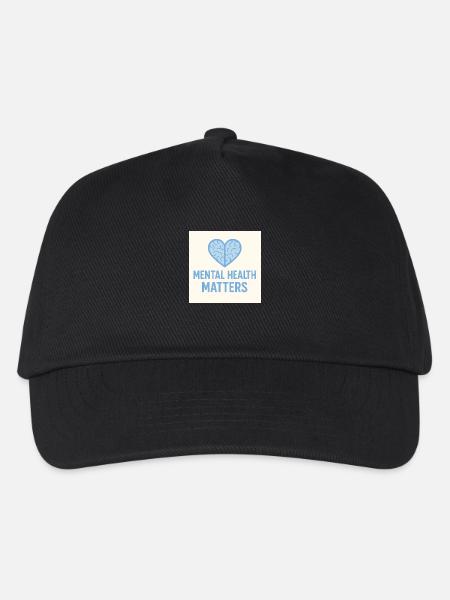 Mental Health Matters Heart Blue - Kids’ Baseball Cap - black