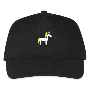 Pferd Süß Pony Fohlen Pferdemädchen Niedlich Comic - Kinder Basecap - Schwarz - Vorne