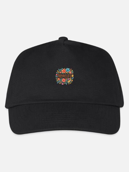Momlife – Boho Floral Mama T-Shirt - Kinder Basecap - Schwarz