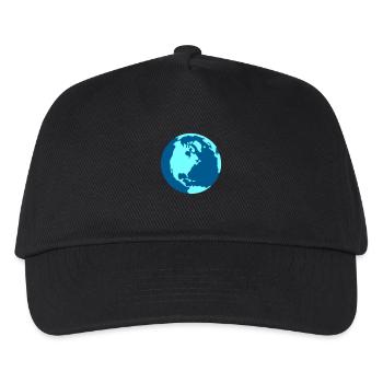 Weltkugel - Kinder Basecap - Schwarz - Vorne