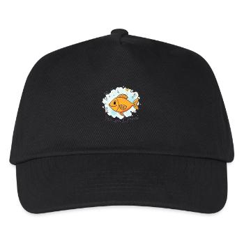 Poisson d'Avril - Orangefarbener Cartoon-Fisch - Kinder Basecap - Schwarz - Vorne