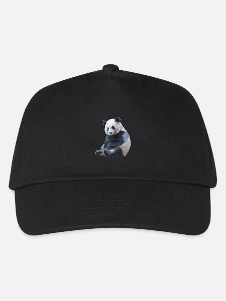 Panda I Low Poly Art Logo Design - Kinder Basecap - Schwarz