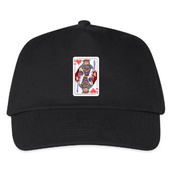 König Spielkarte Geschenksidee - Kinder Basecap - Schwarz - Vorne