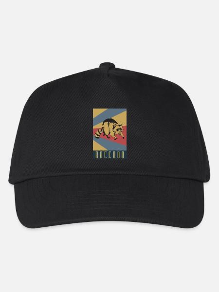 Waschbär Raccoon Retro - Kinder Basecap - Schwarz