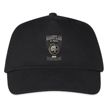 Kompass Geocaching Leben sinnlos - Geschenk - Kinder Basecap - Schwarz - Vorne