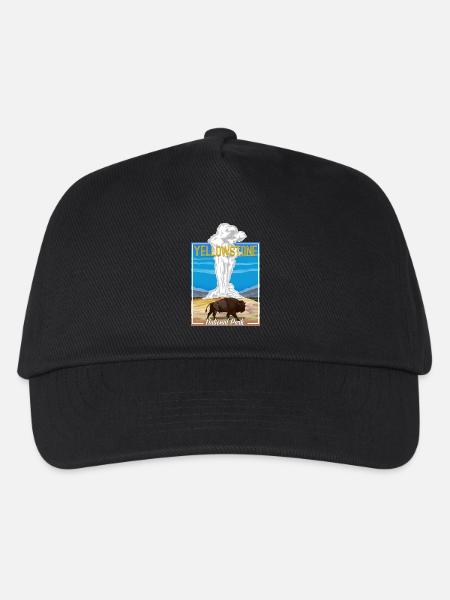 Vintage Yellowstone Nationalpark Bison Geysir - Kinder Basecap - Schwarz